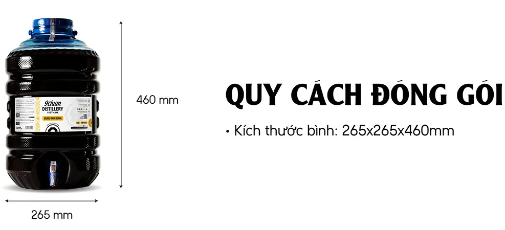 Quy cách đóng gói Rượu Mơ Rừng 9Chum 18 lít