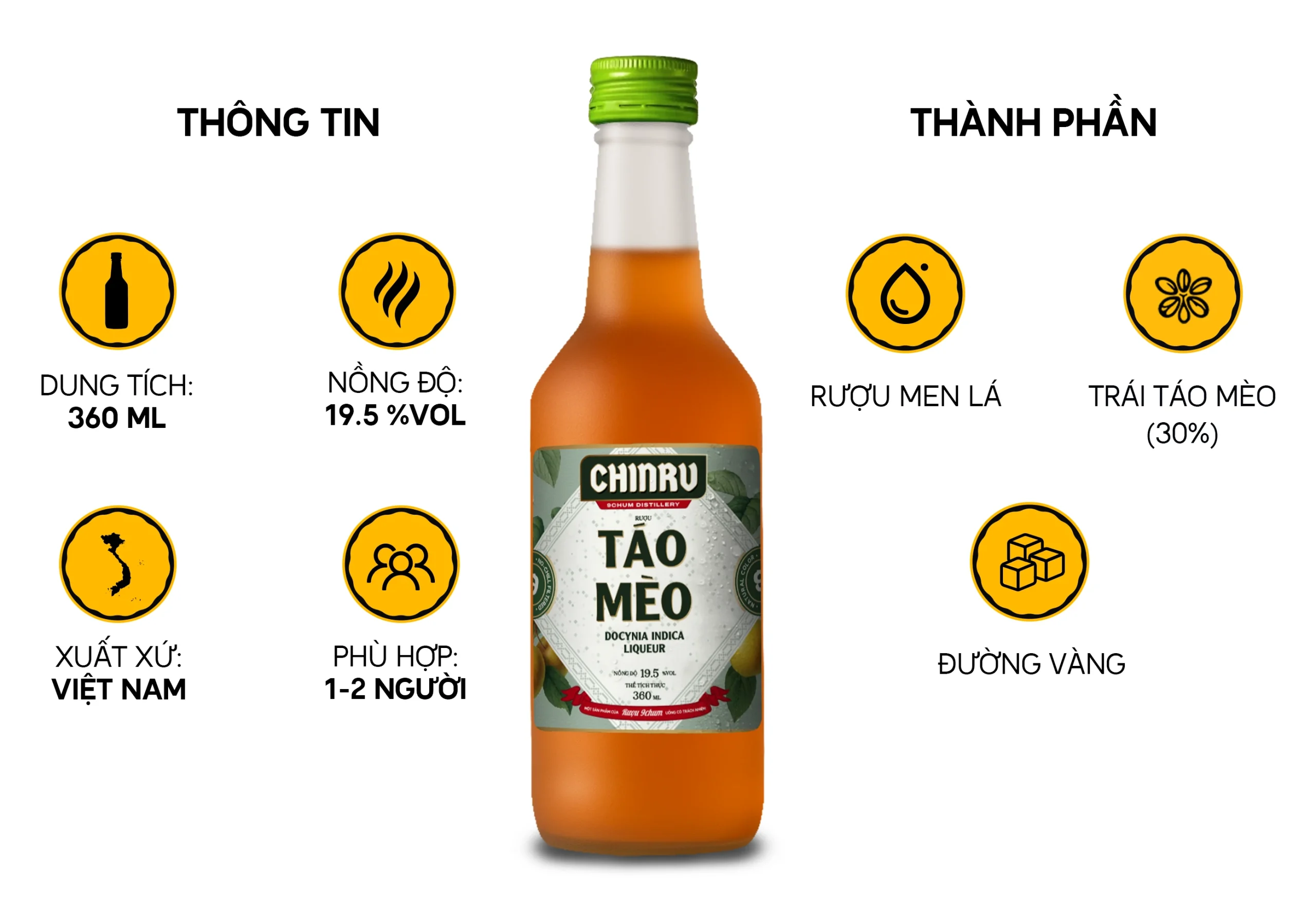Rượu 9Chum Táo Mèo 360 ml