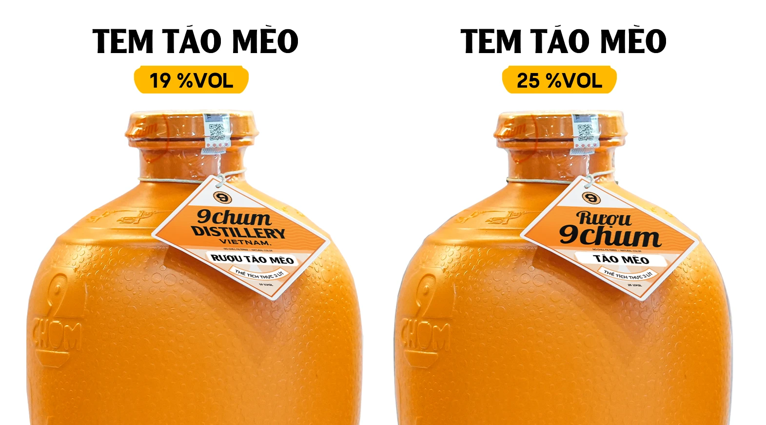 Phân biệt Tem Rượu Táo mèo 9Chum 3 lít